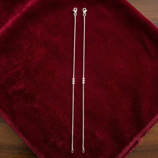 Sterling Silver Chain Anklet with Triple Bead Detail