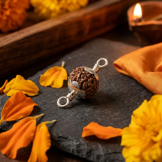 Rudraksha Silver Pendant | 925 Sterling Silver Cap Setting