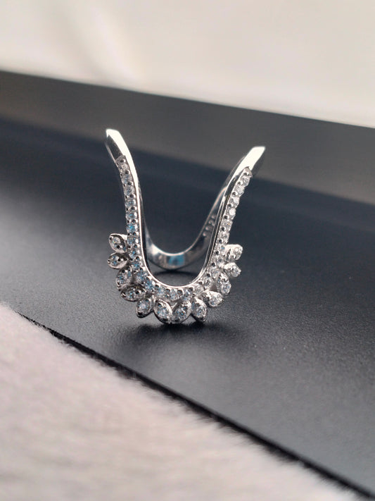 92.5 SILVER ADJUSTABLE VANKI RING (V RING) FOR WOMEN