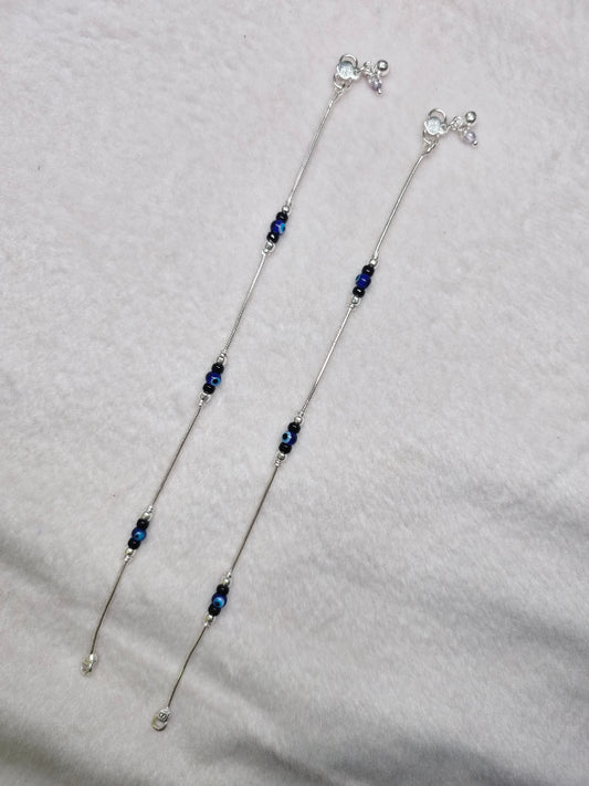 SILVER EVIL EYE ANKLET 9.5 INCHES