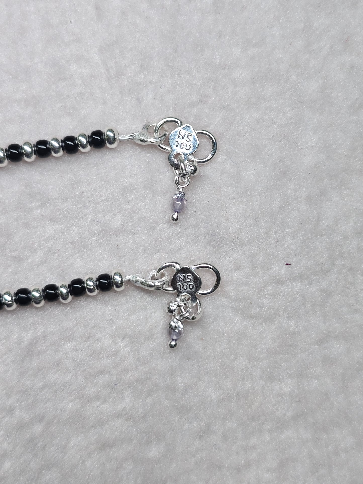 SILVER EVIL EYE ANKLET 9.5 INCHES