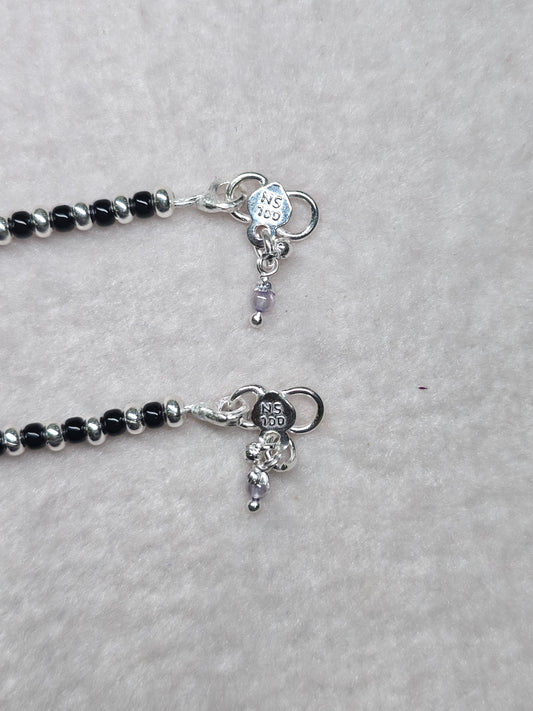 SILVER EVIL EYE ANKLET 9.5 INCHES