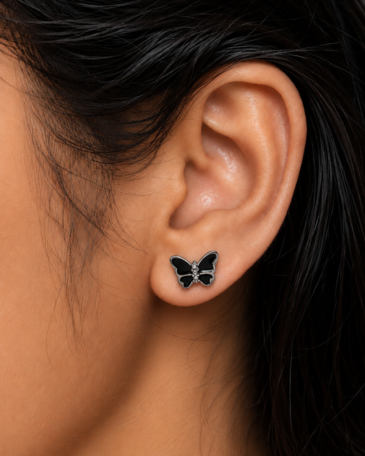 Elegant Butterfly Silver Stud