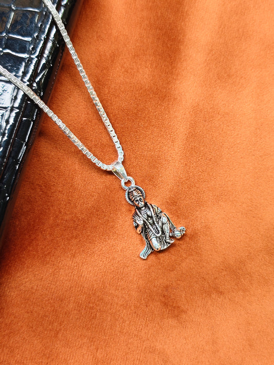 92.5 Silver Blessing Hanuman Ji Pendant | ZORKI