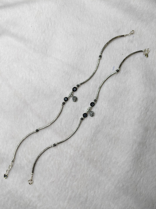 925 Sterling Silver Premium Evil Eye Anklet Pair