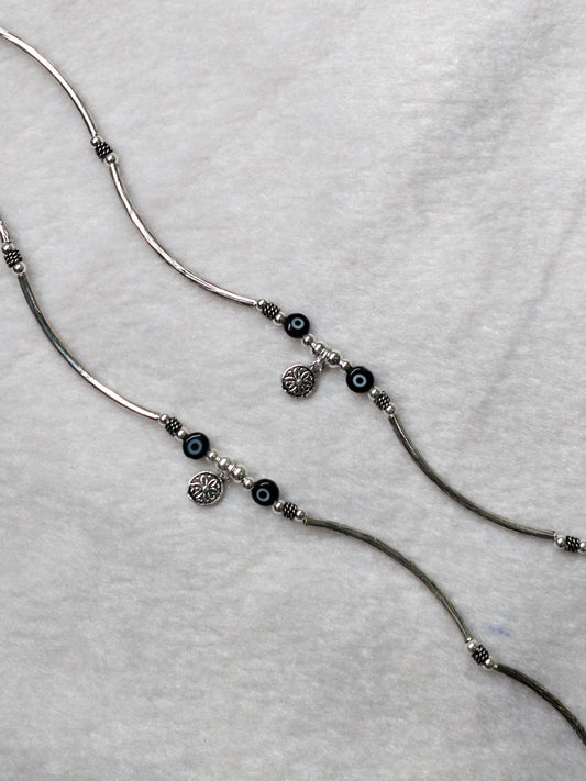 925 Sterling Silver Premium Evil Eye Anklet Pair