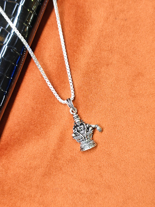 Lord Ayyappa Swamy Pendant | Oxidised Silver