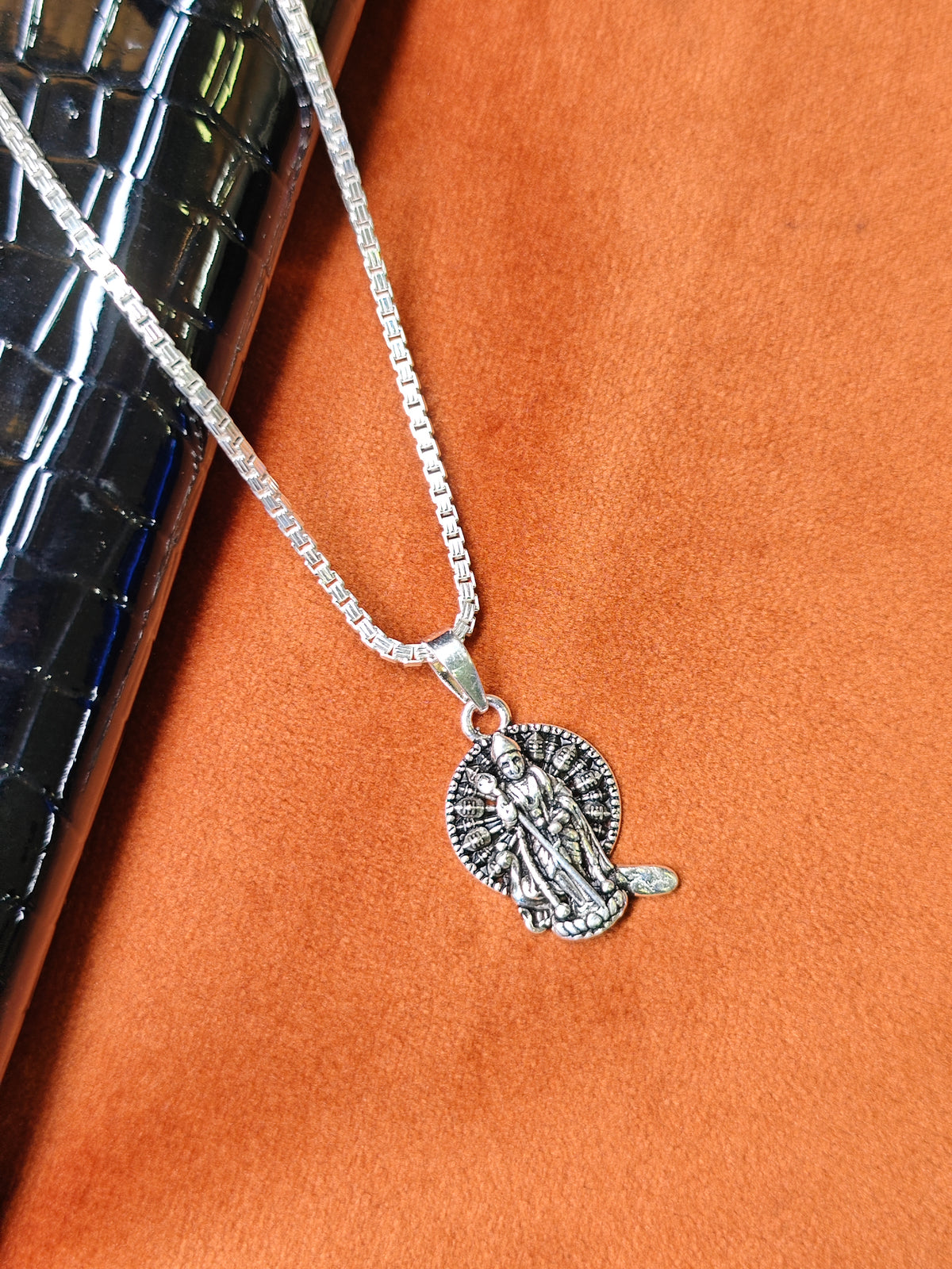 92.5 Silver Lord Murugan Vel Mayil Standing Dollar | Oxidised Silver
