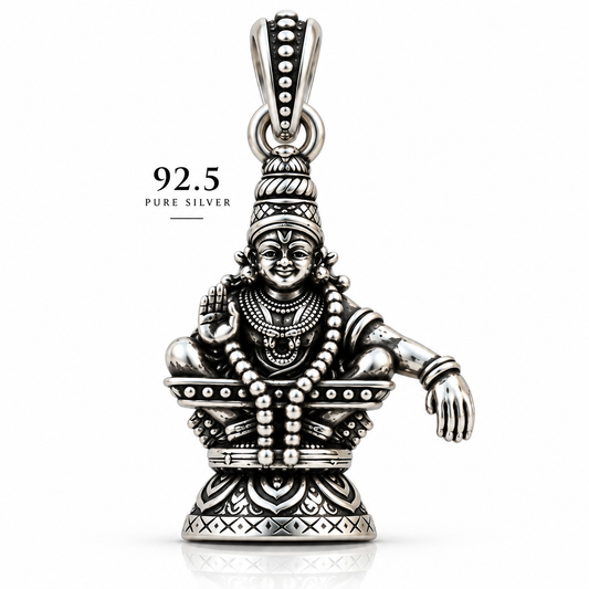 Lord Ayyappa Swamy Pendant | Oxidised Silver