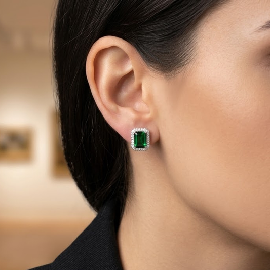 The Sovereign Emerald & Diamond Halo Studs