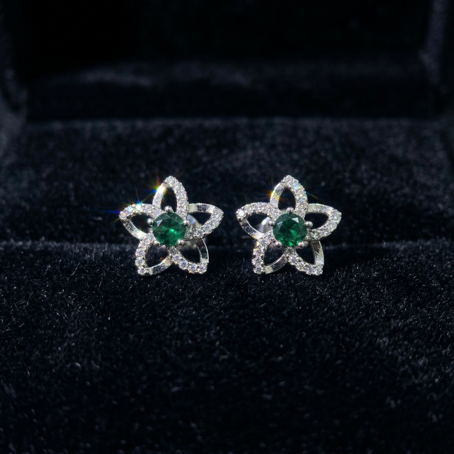Evergreen' Crystal Star-Flower Studs