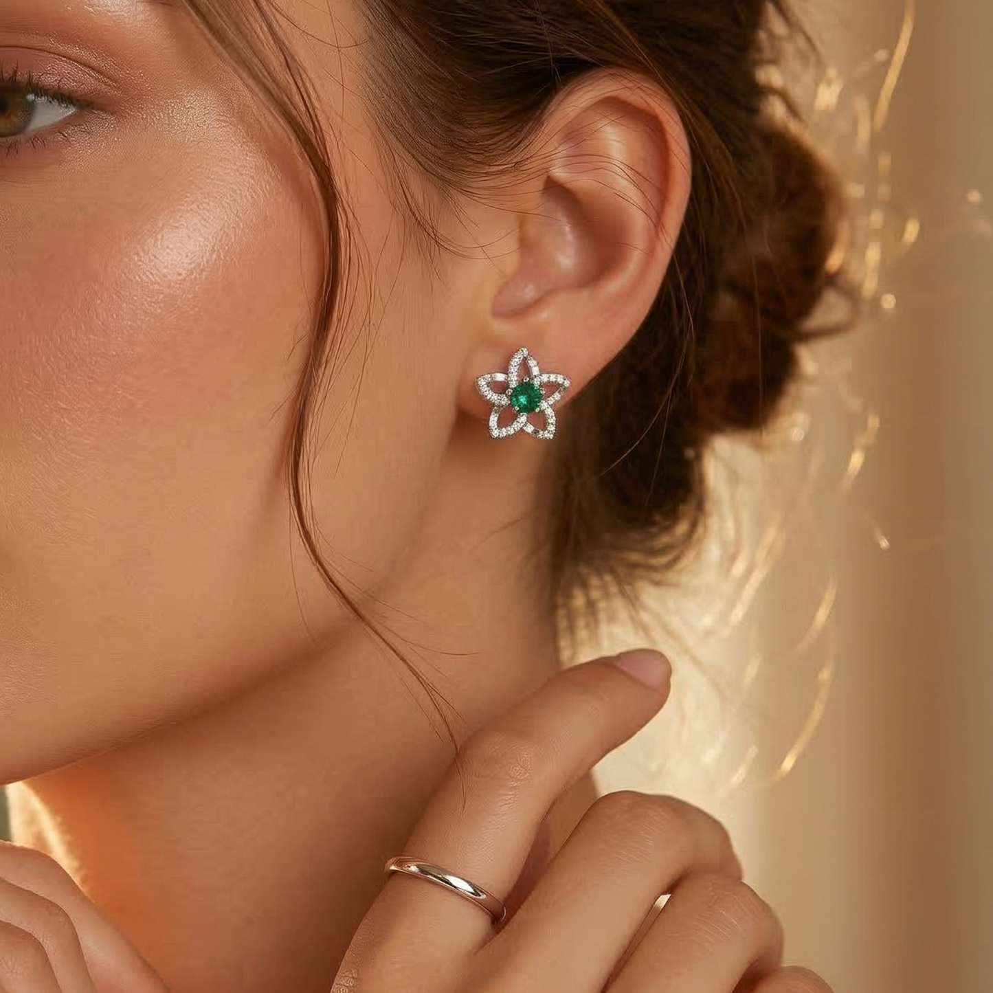 Evergreen' Crystal Star-Flower Studs