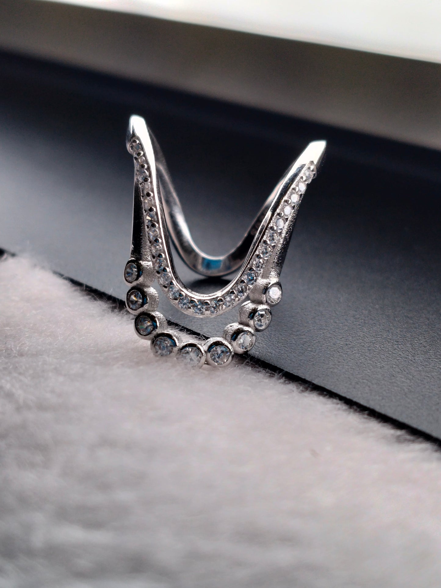 92.5 SILVER ADJUSTABLE VANKI RING (V RING) FOR WOMEN