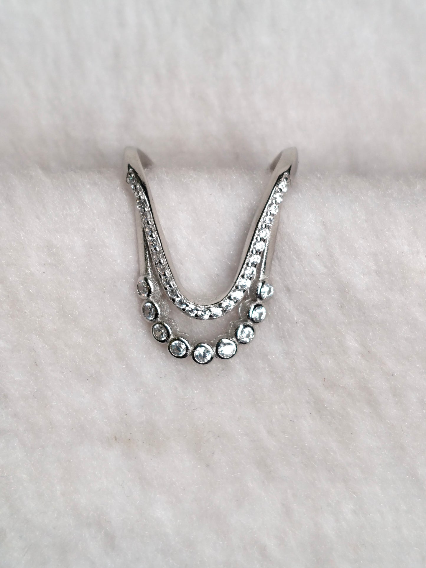 92.5 SILVER ADJUSTABLE VANKI RING (V RING) FOR WOMEN