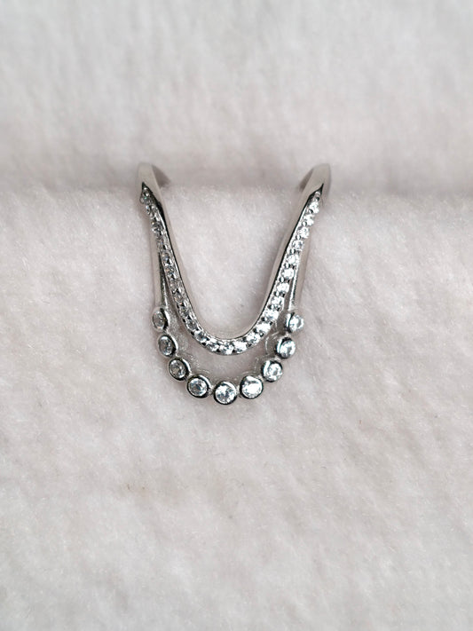 92.5 SILVER ADJUSTABLE VANKI RING (V RING) FOR WOMEN