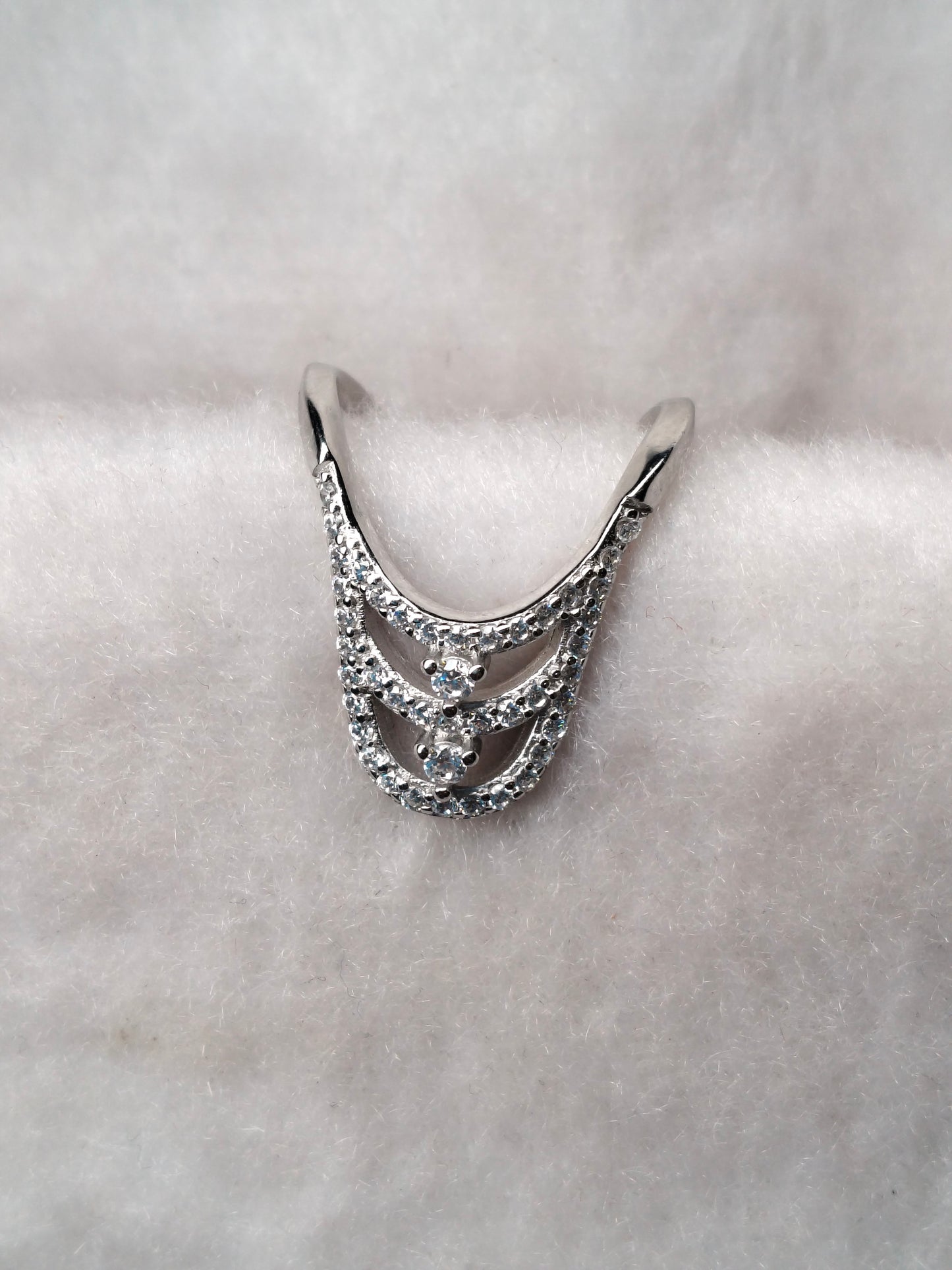 92.5 SILVER ADJUSTABLE VANKI RING (V RING) FOR WOMEN