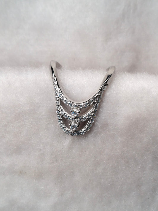 92.5 SILVER ADJUSTABLE VANKI RING (V RING) FOR WOMEN