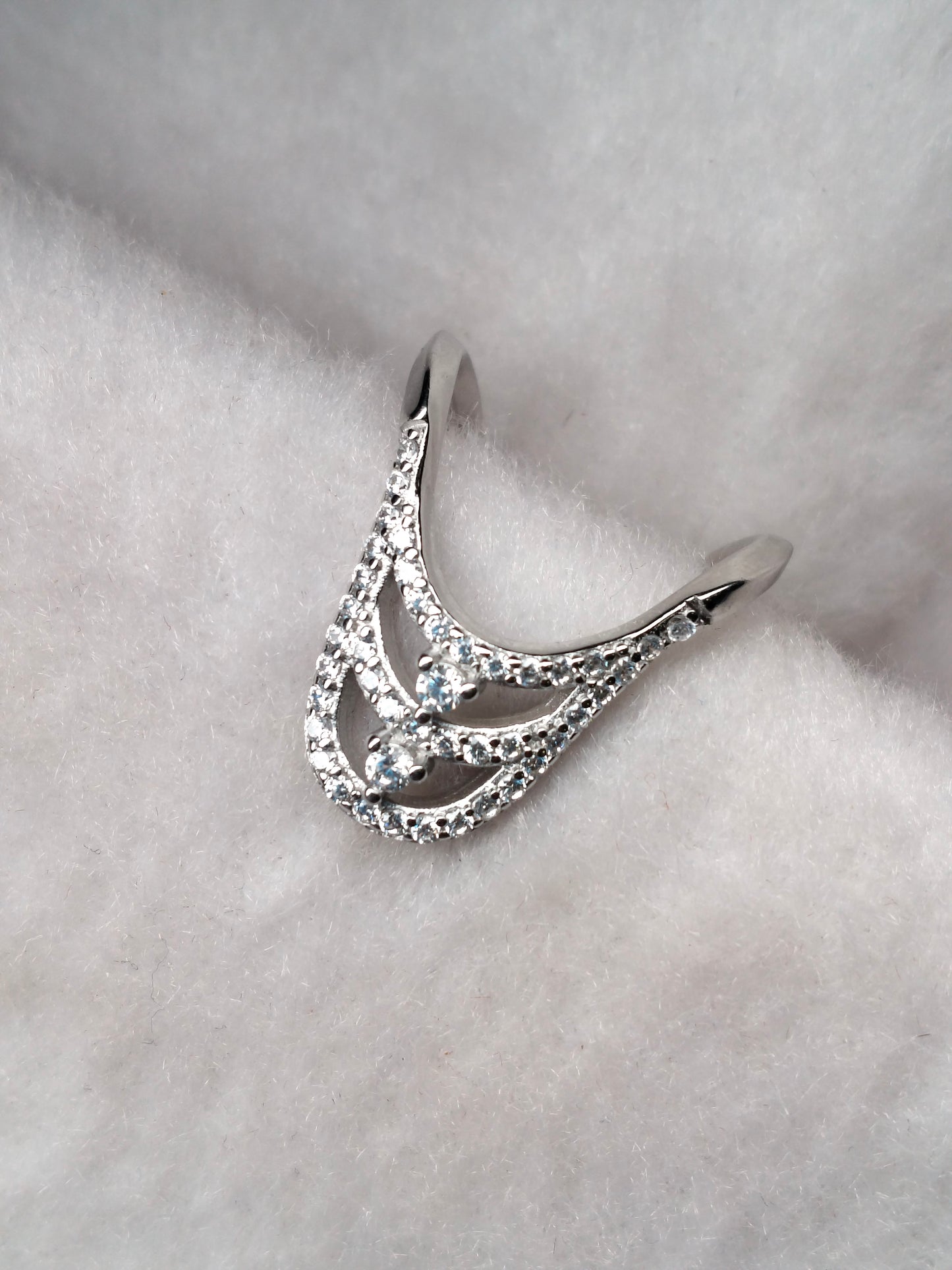 92.5 SILVER ADJUSTABLE VANKI RING (V RING) FOR WOMEN