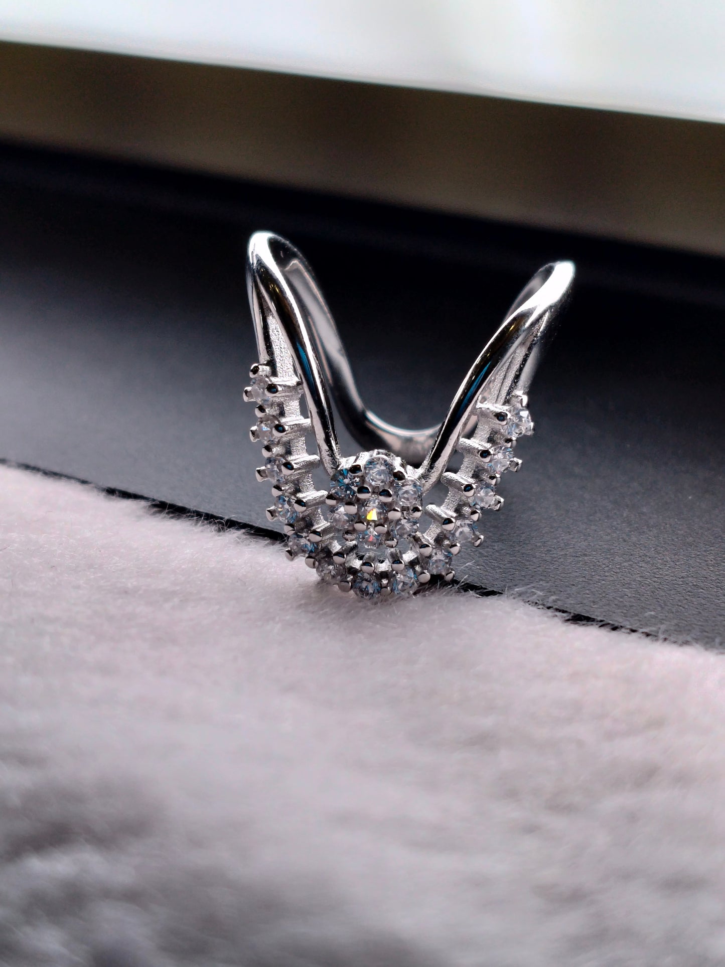 92.5 SILVER ADJUSTABLE VANKI RING (V RING) FOR WOMEN