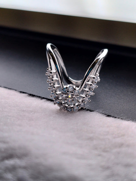 92.5 SILVER ADJUSTABLE VANKI RING (V RING) FOR WOMEN