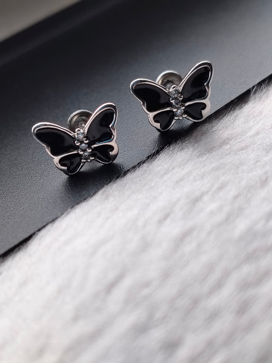 Elegant Butterfly Silver Stud