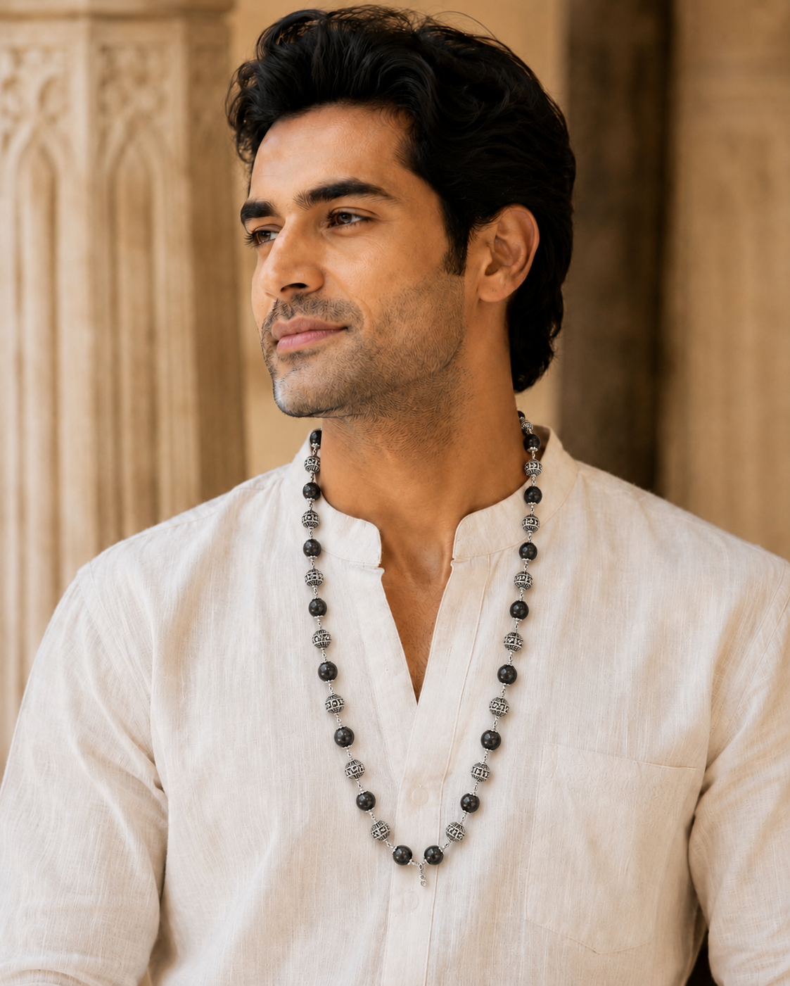 KARUNGALI WITH JAI SRI RAM SILVER BEEDS