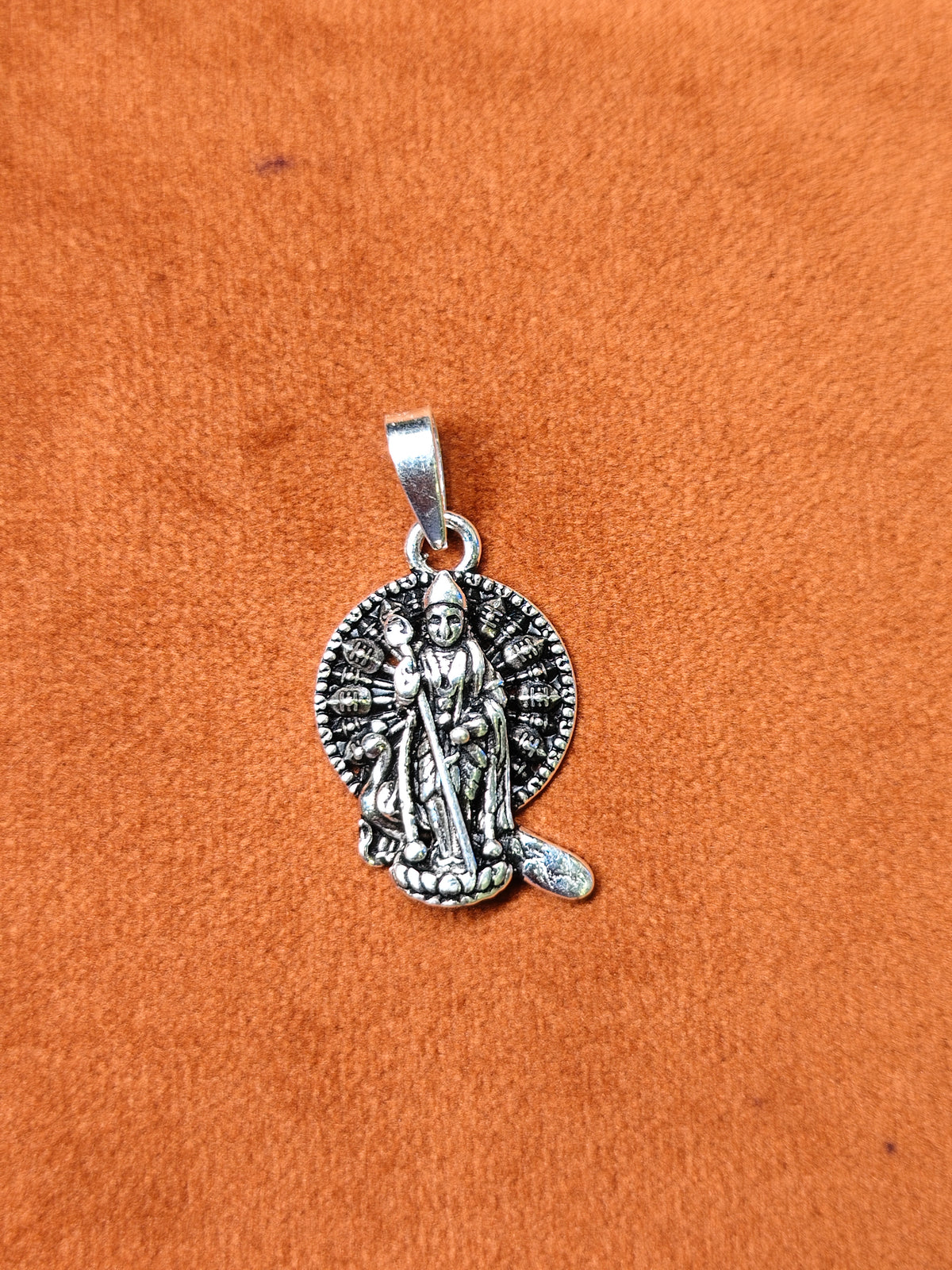 92.5 Silver Lord Murugan Vel Mayil Standing Dollar | Oxidised Silver