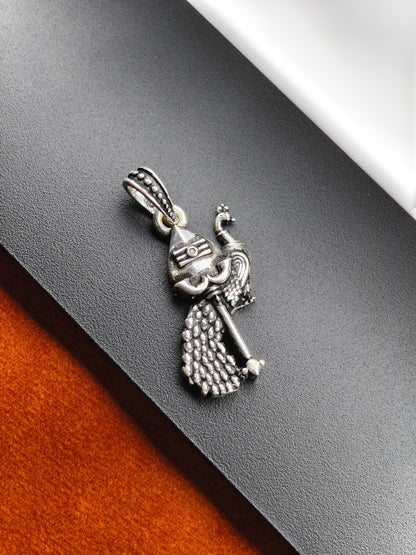 92.5 Silver Vel Mayil Pendant | Oxidised Silver