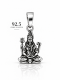 92.5 Silver Lord Shiva Meditation Dollar | Trishul, Damru & Nandi Pendant