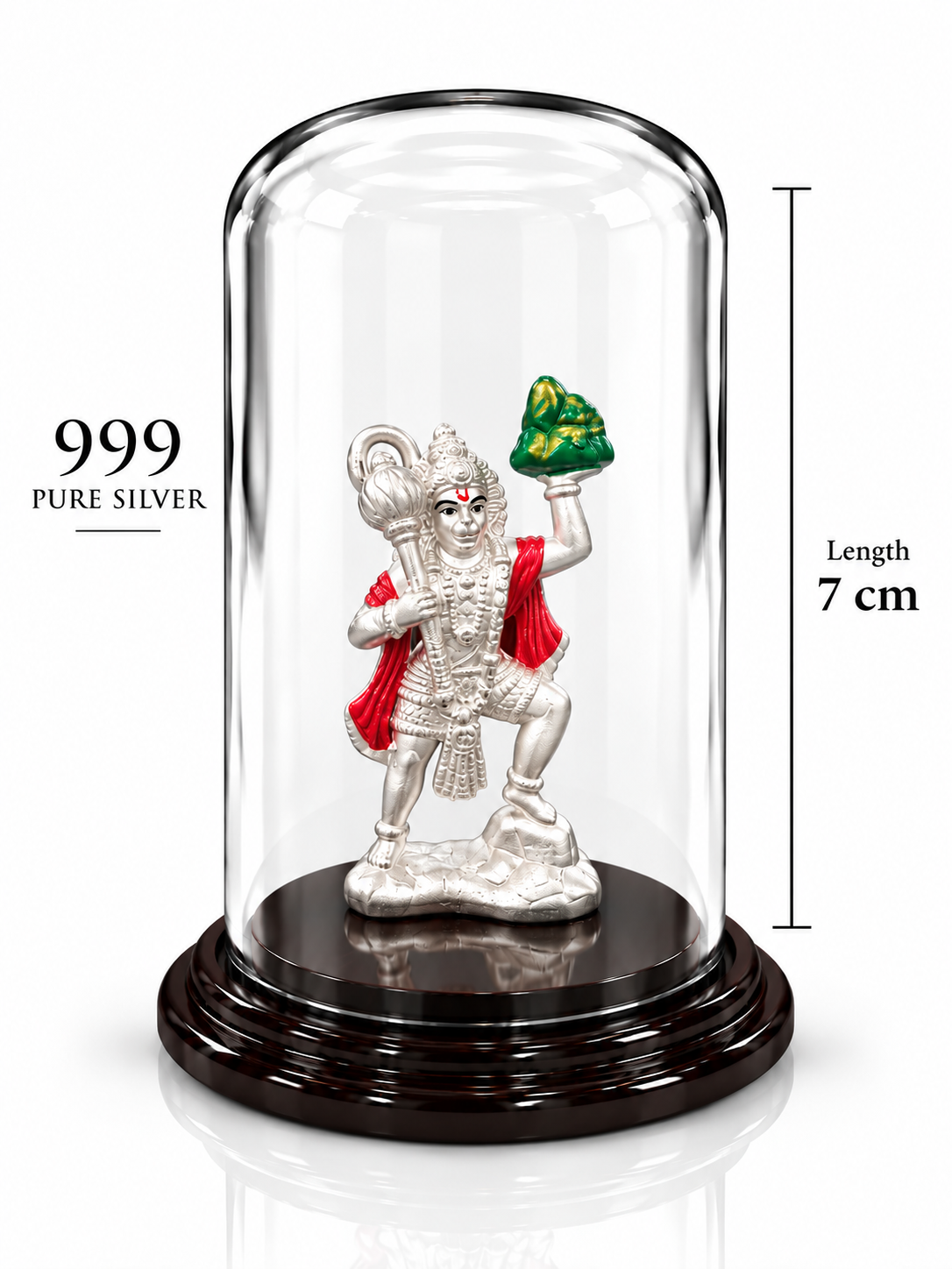 999 Pure Silver Lord Hanuman Lifting Mountain Idol | ZORKI