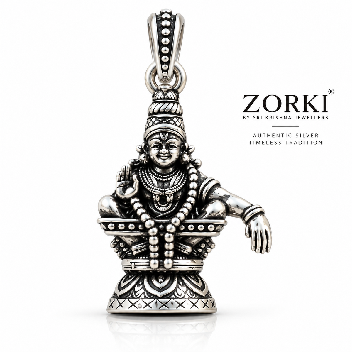 92.5 Silver Ayyappa Swamy Pendant | Lord Ayyappa Silver Pendant