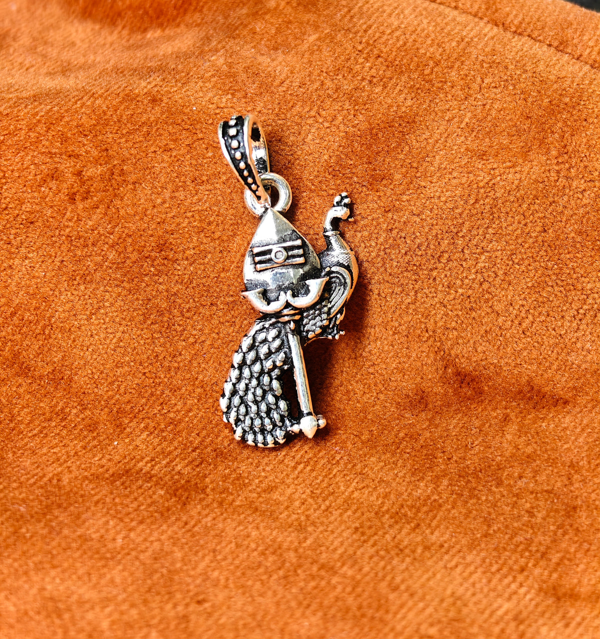 92.5 Silver Vel Mayil Pendant | Oxidised Silver