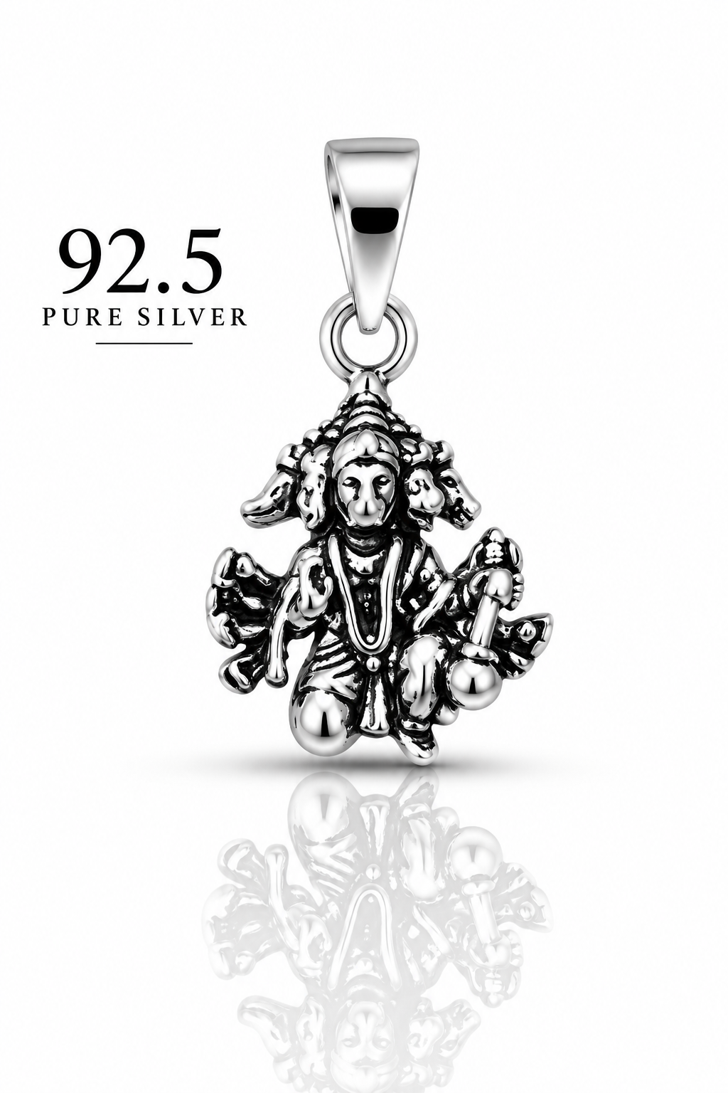 92.5 Silver Panch Mukhi Hanuman Pendant | ZORKI