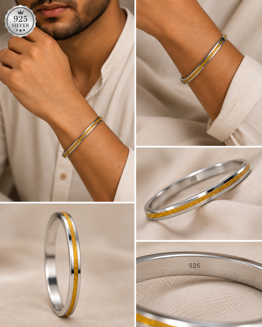 Gold Line 92.5 Silver Kada for Men – Premium Finish