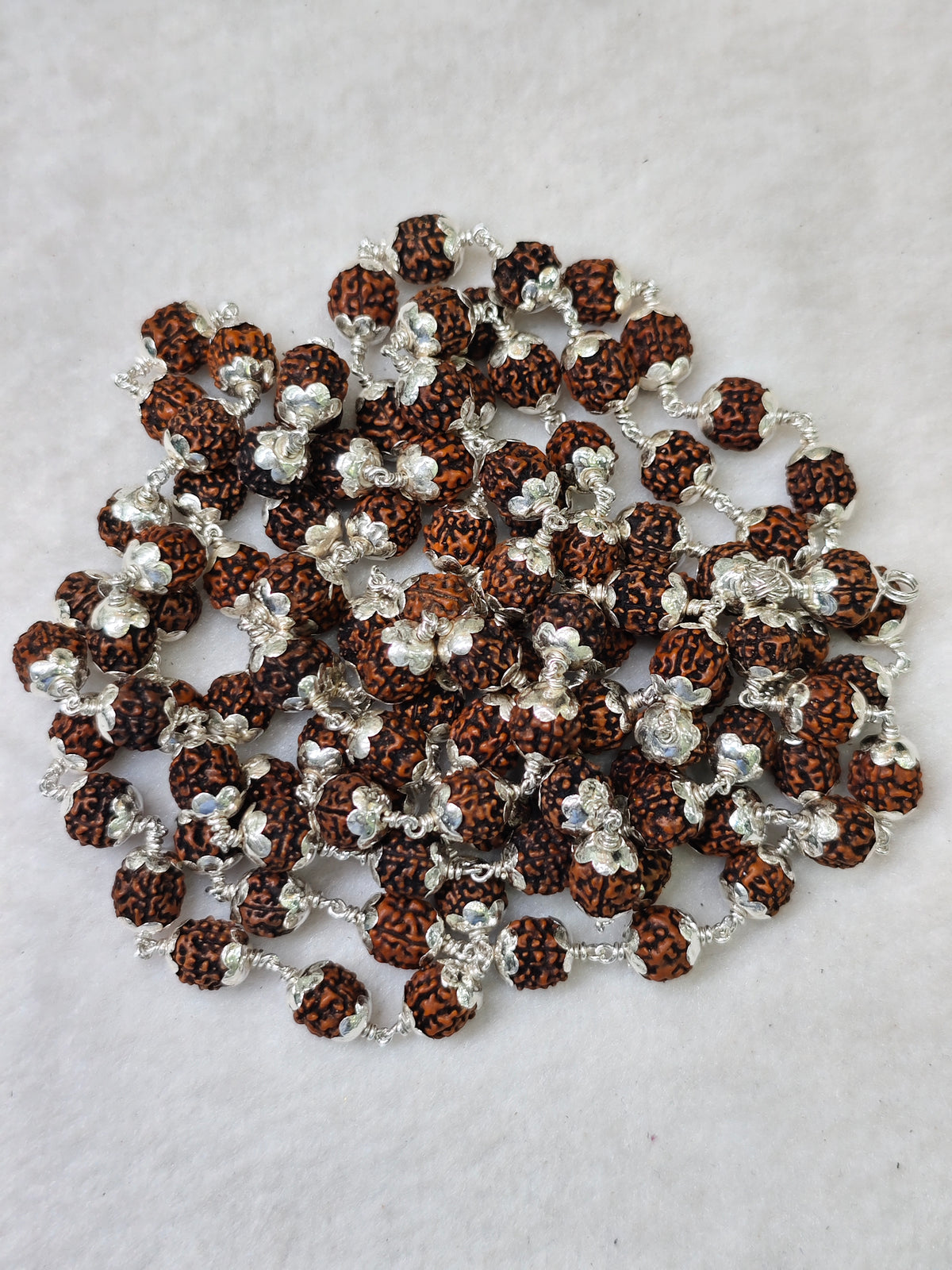 Rudraksha malai with silver cup - 108 beeds | ZORKI