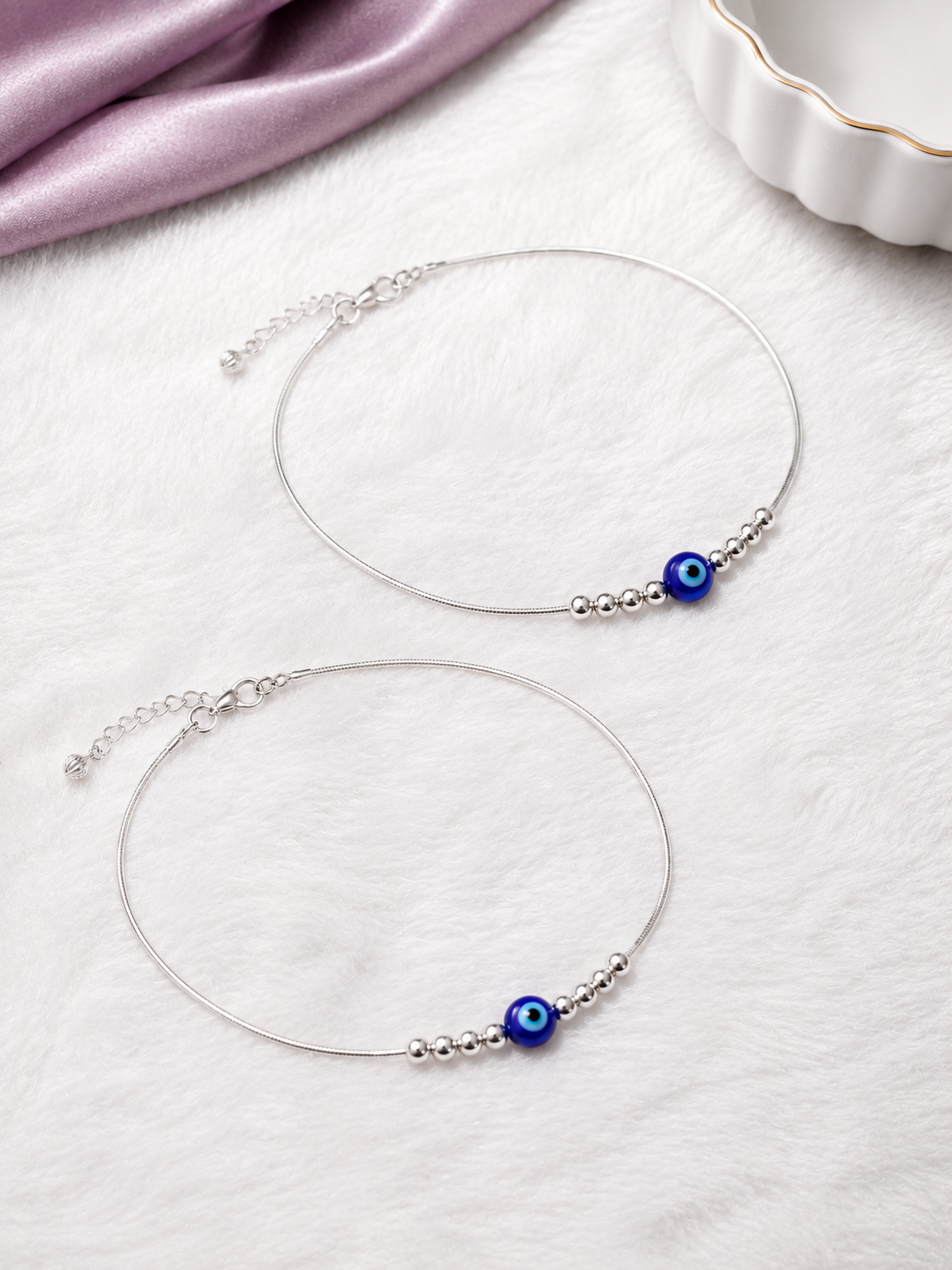 925 Silver Evil Eye Anklet for Women | Blue Nazar Anklet