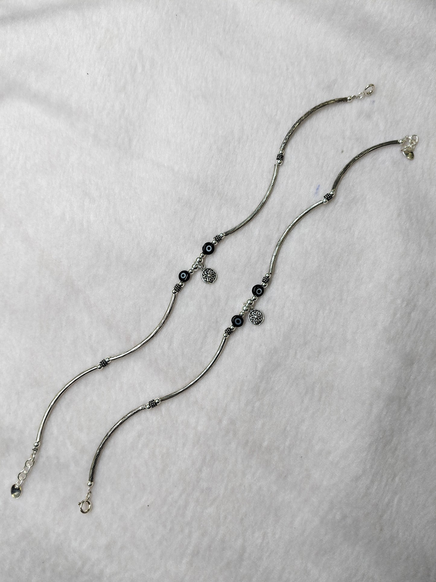 925 Sterling Silver Premium Evil Eye Anklet Pair