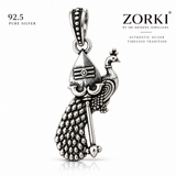 92.5 Silver Vel Mayil Pendant | Oxidised Silver