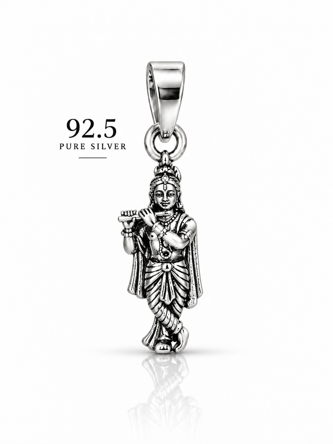 92.5 Silver Lord Krishna Flute Dollar | Krishna Pendant