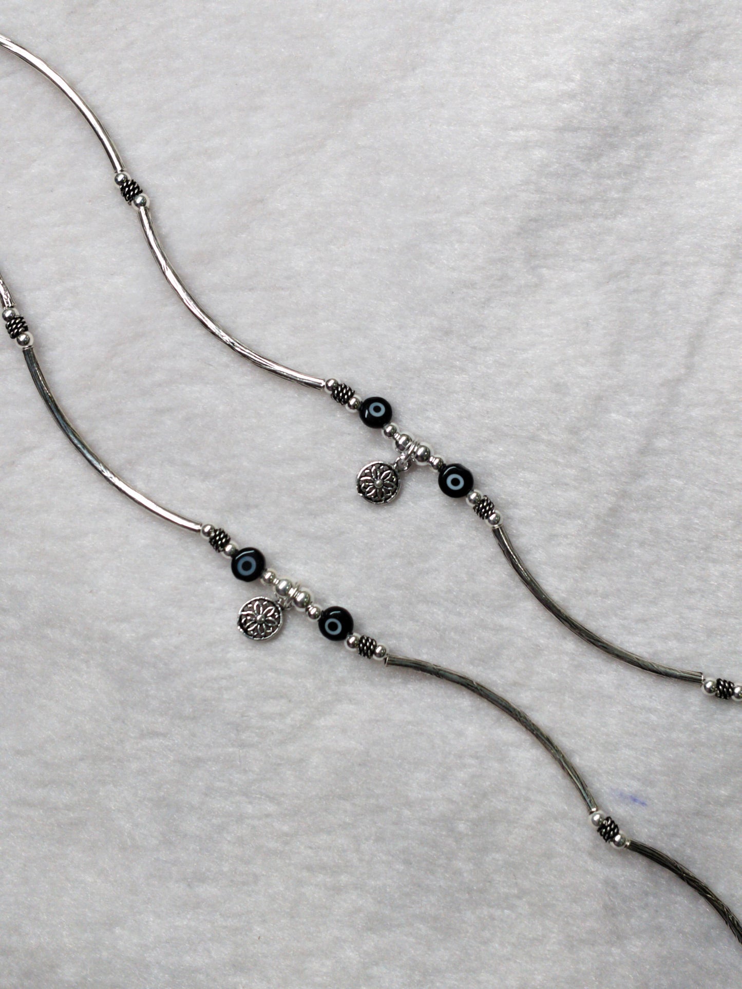 925 Sterling Silver Premium Evil Eye Anklet Pair