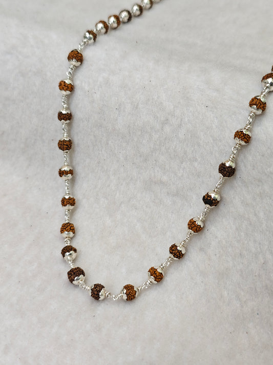 Rudraksha malai with silver cup - 108 beeds | ZORKI