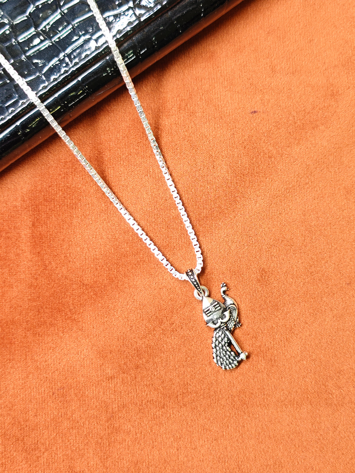 92.5 Silver Vel Mayil Pendant | Oxidised Silver