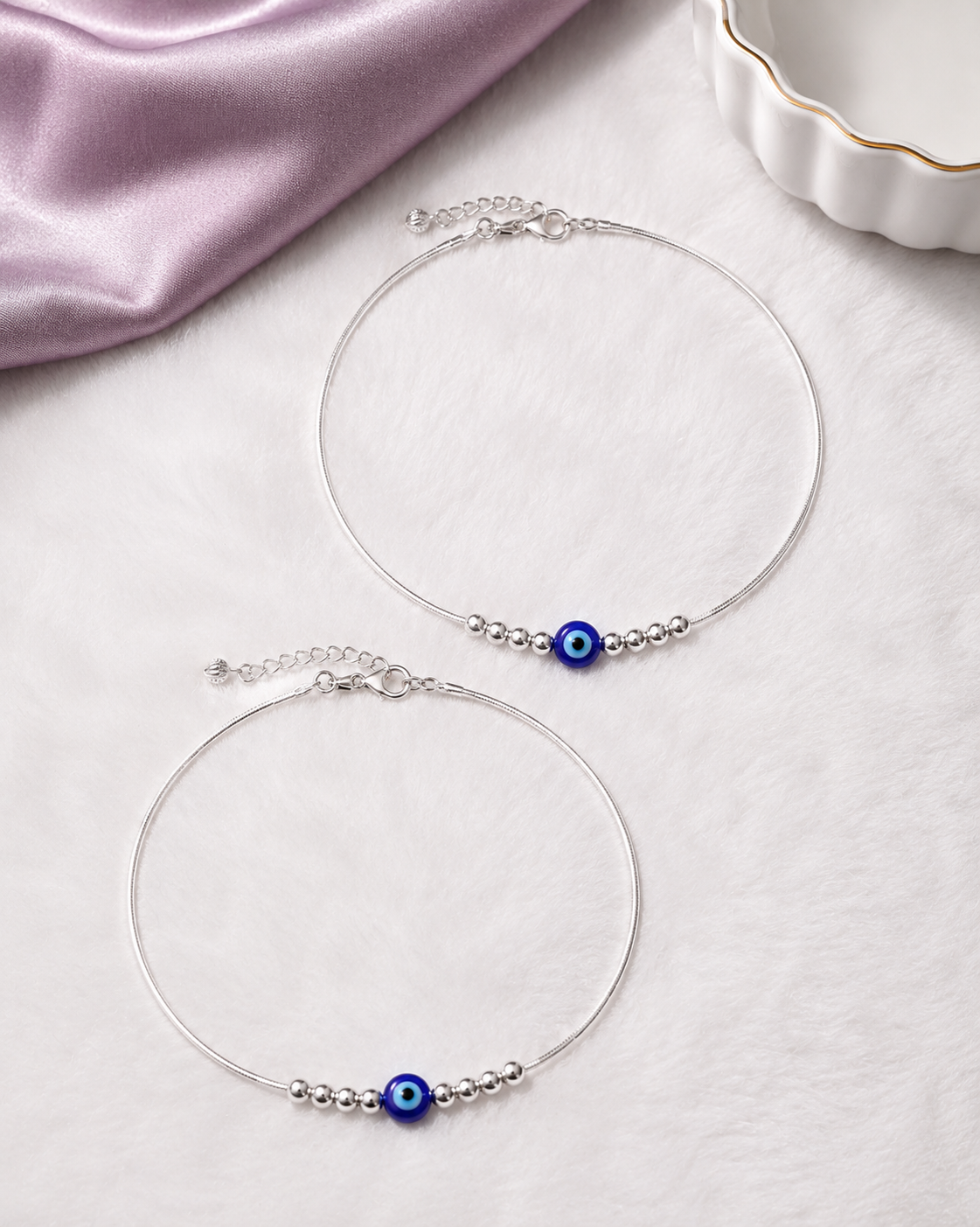 925 Silver Evil Eye Anklet for Women | Blue Nazar Anklet