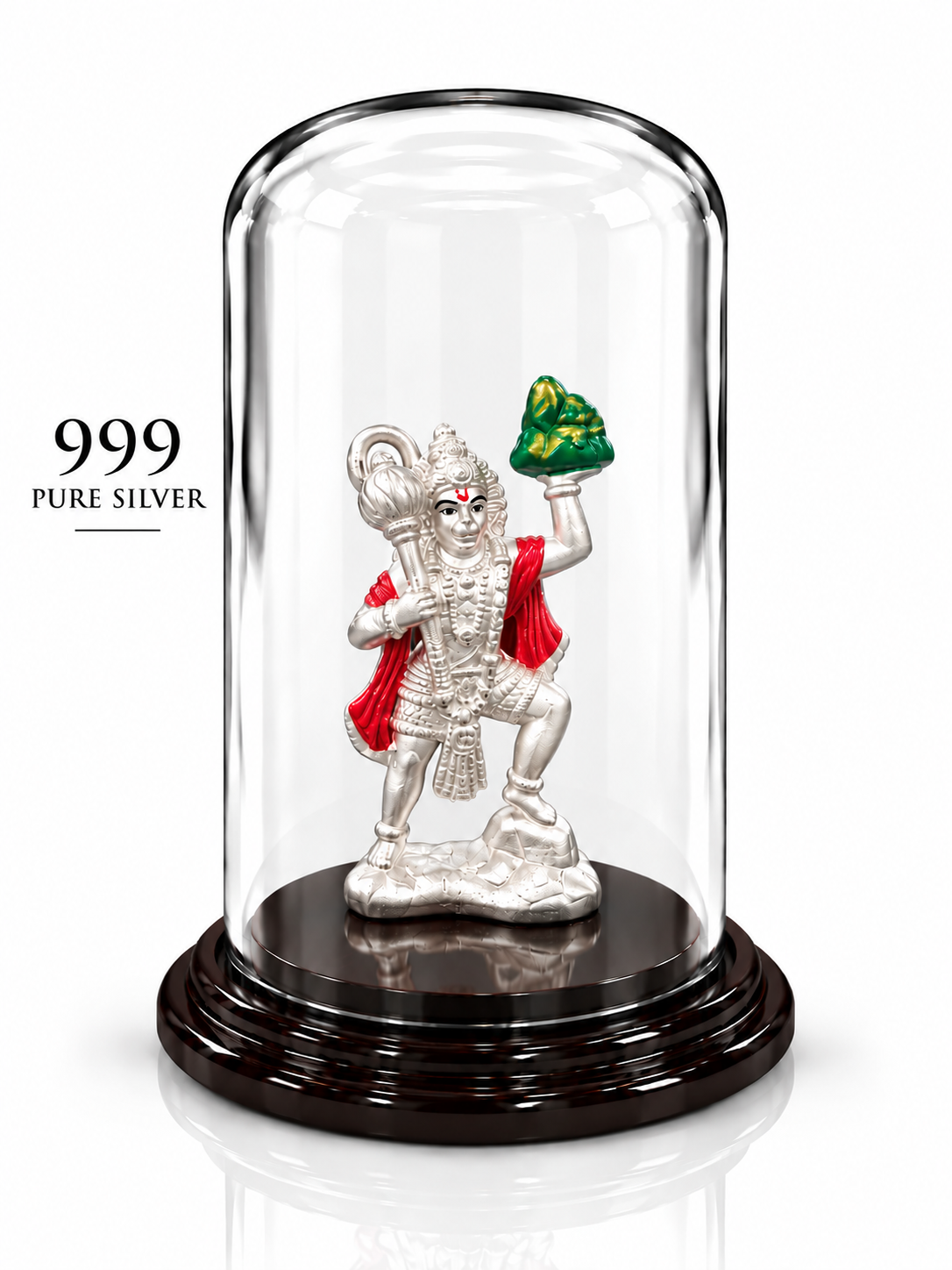 999 Pure Silver Lord Hanuman Lifting Mountain Idol | ZORKI