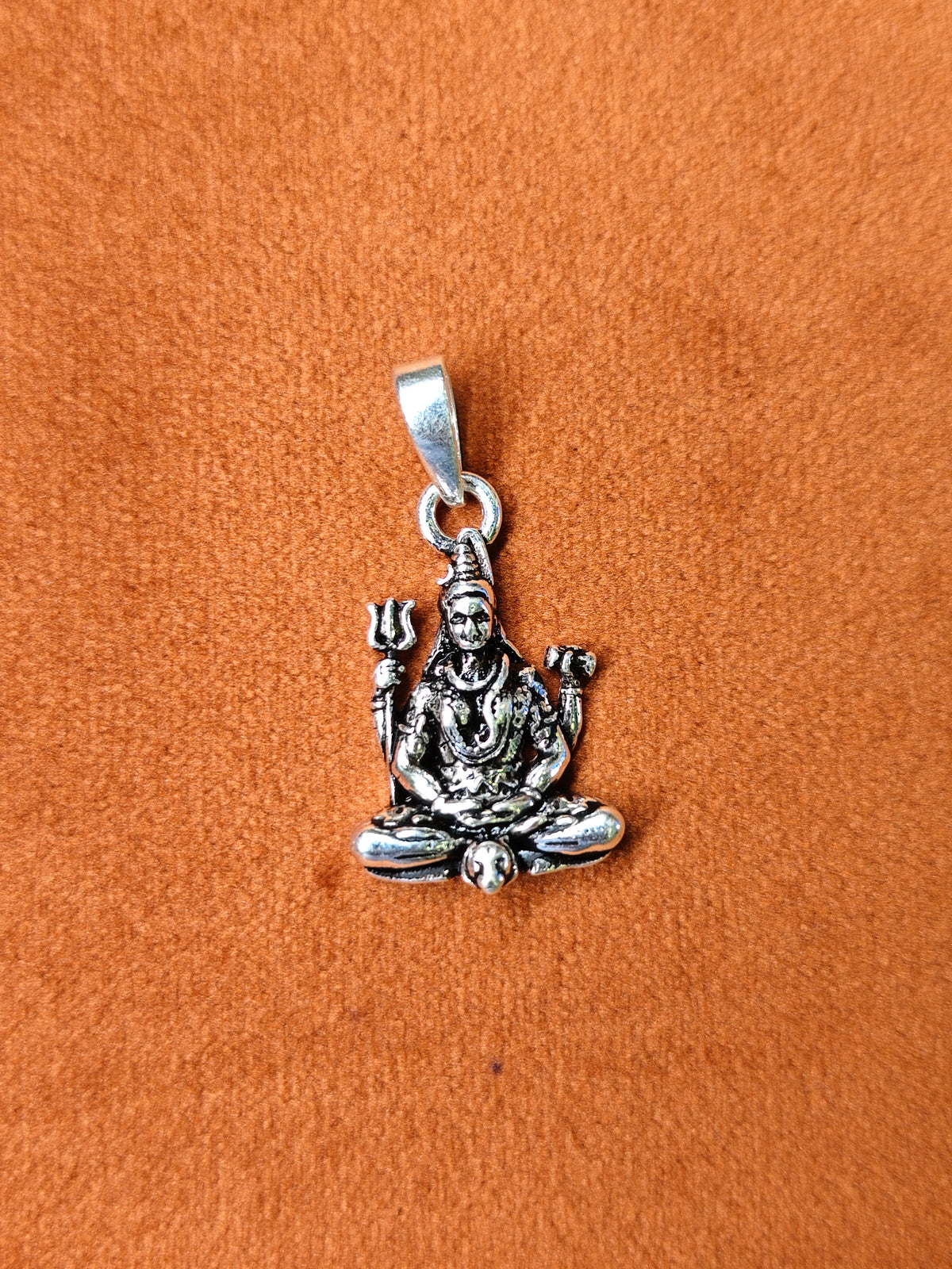 92.5 Silver Lord Shiva Meditation Dollar | Trishul, Damru & Nandi Pendant