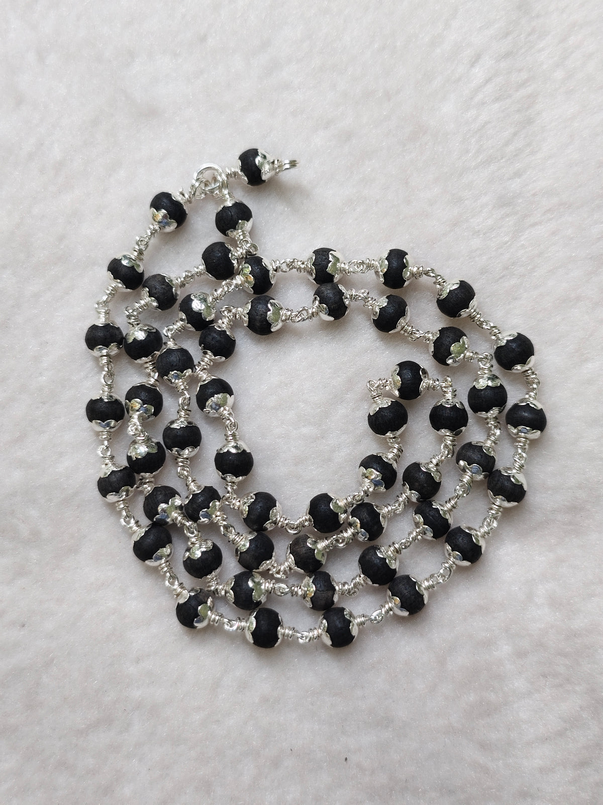 92.5 Silver Karungali Malai | 54 Original Karungali Beads | ZORKI