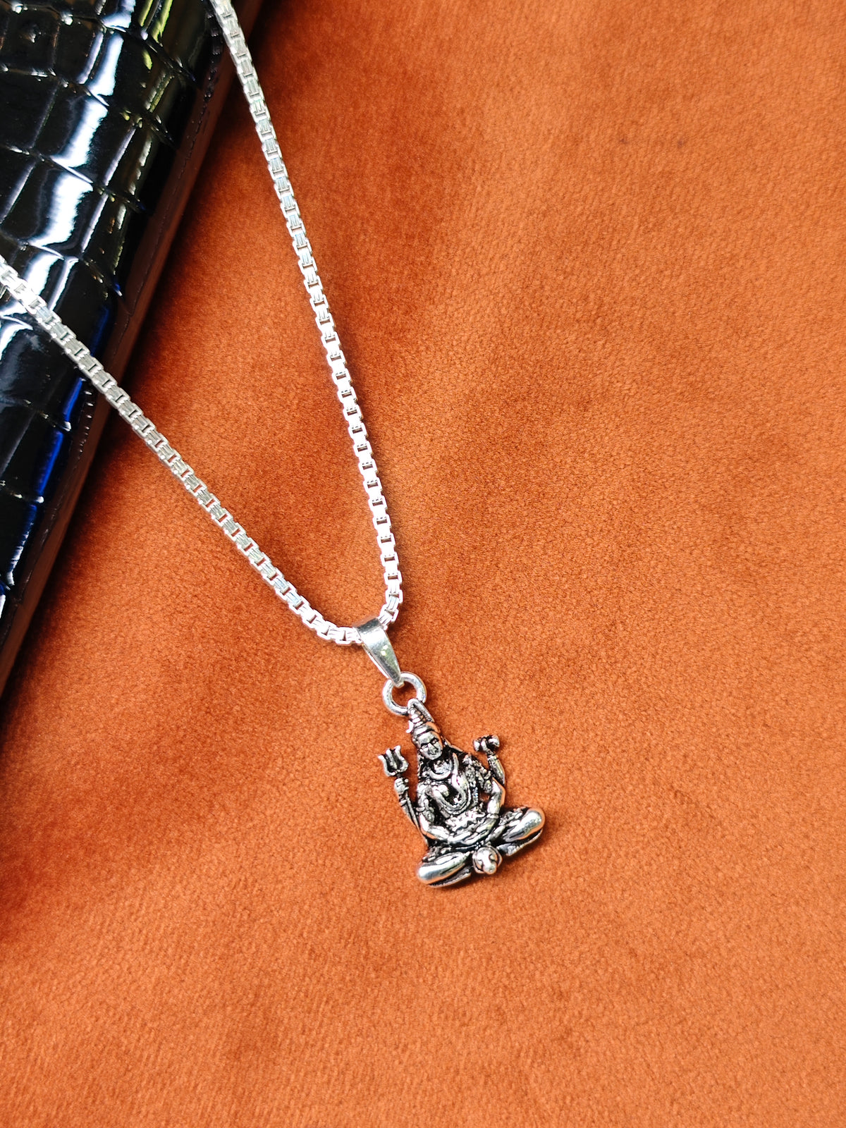 92.5 Silver Lord Shiva Meditation Dollar | Trishul, Damru & Nandi Pendant