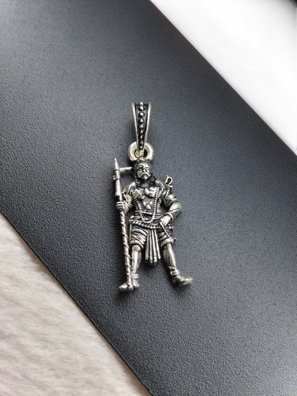 92.5 Silver Karuppu Samy Dollar | Kaval Deivam Pendant | ZORKI