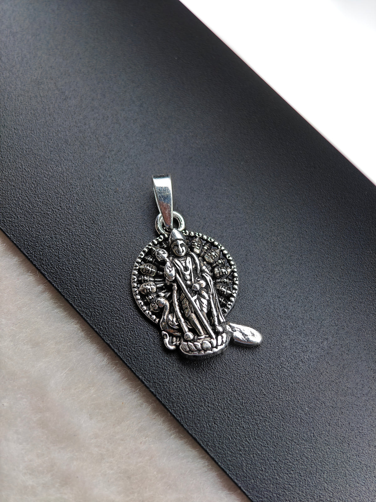 92.5 Silver Lord Murugan Vel Mayil Standing Dollar | Oxidised Silver