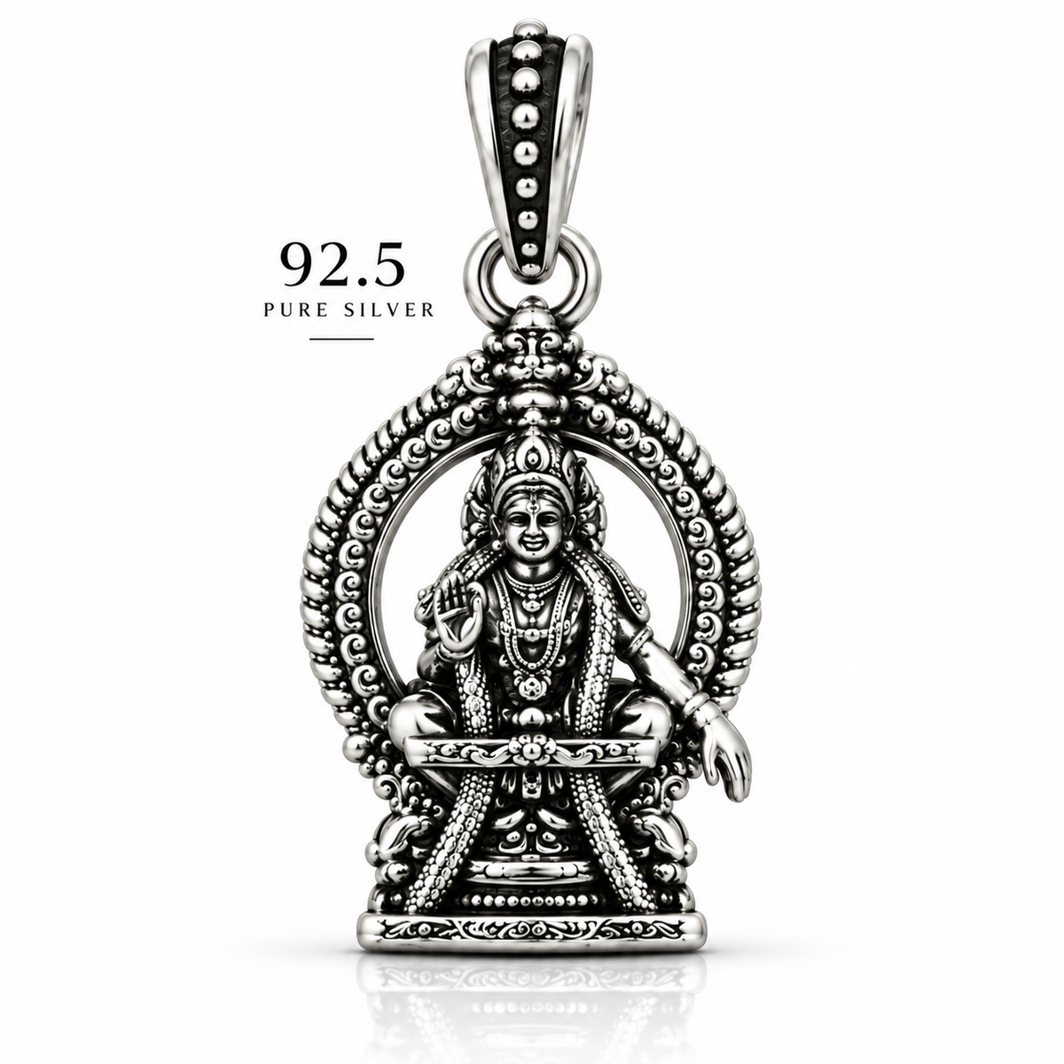 92.5 Silver Ayyappa Dollar | Oxidised Silver